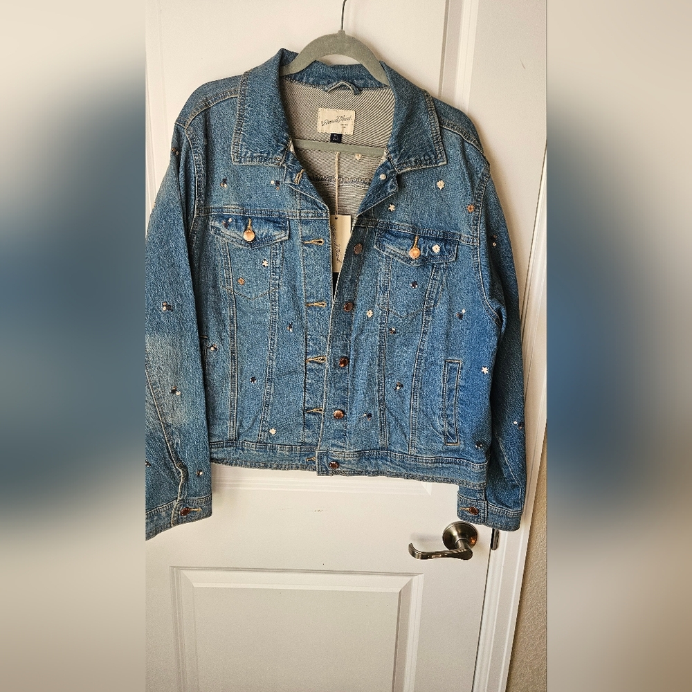 Universal Threads embroidered denim jacket NWT sz 2x